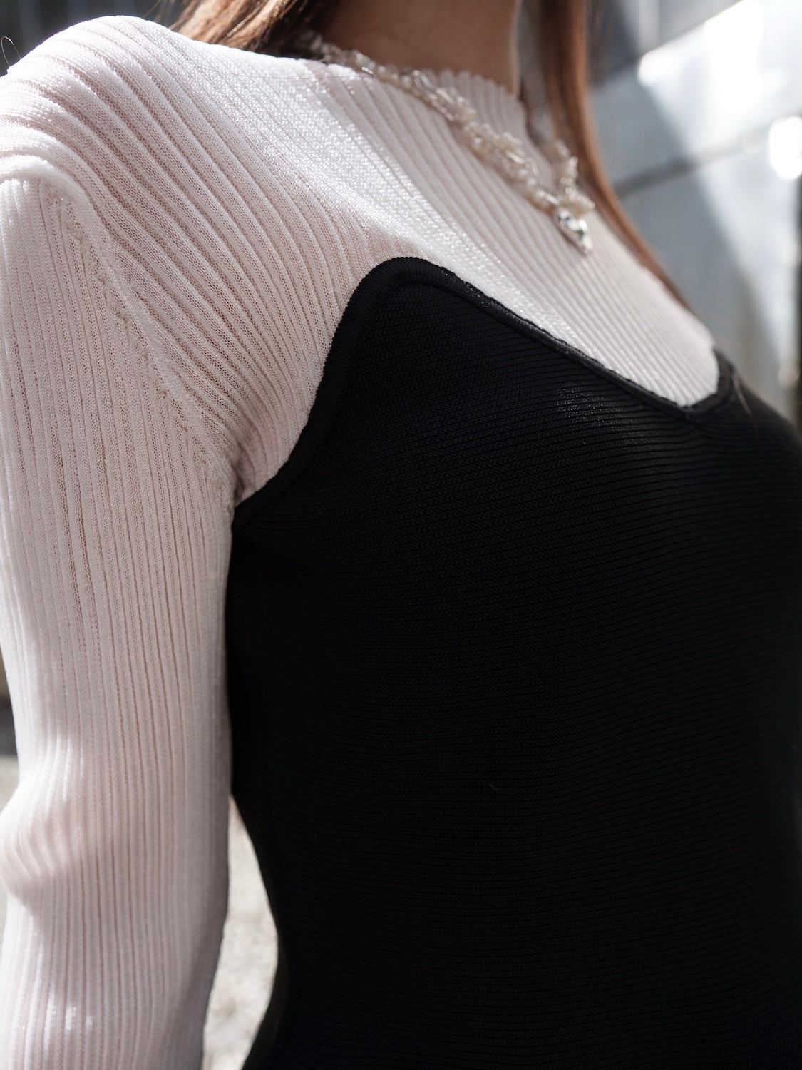 インターシャ ドッキング ペプラム KNIT