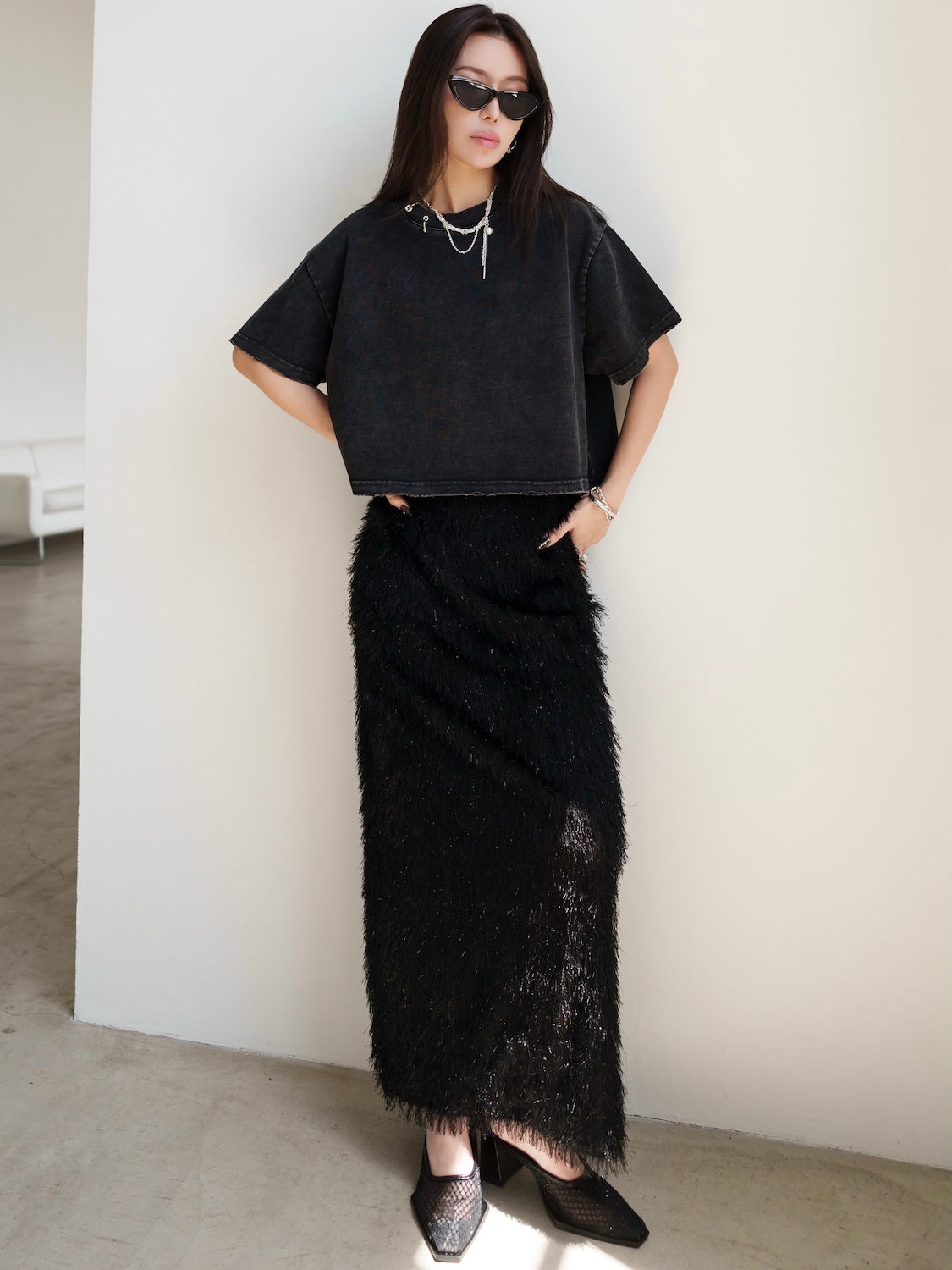 Relax Shaggy Long Skirt
