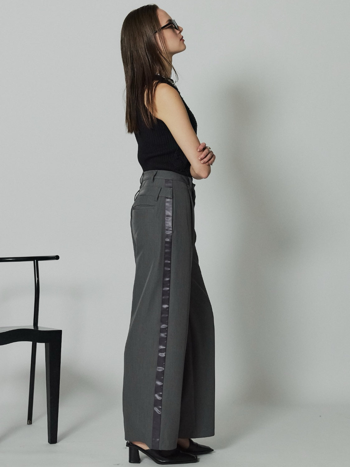 ダブル Waist ライン スラックス