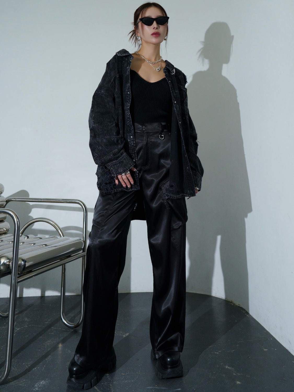 2WAY ダメージ DENIMシャツ