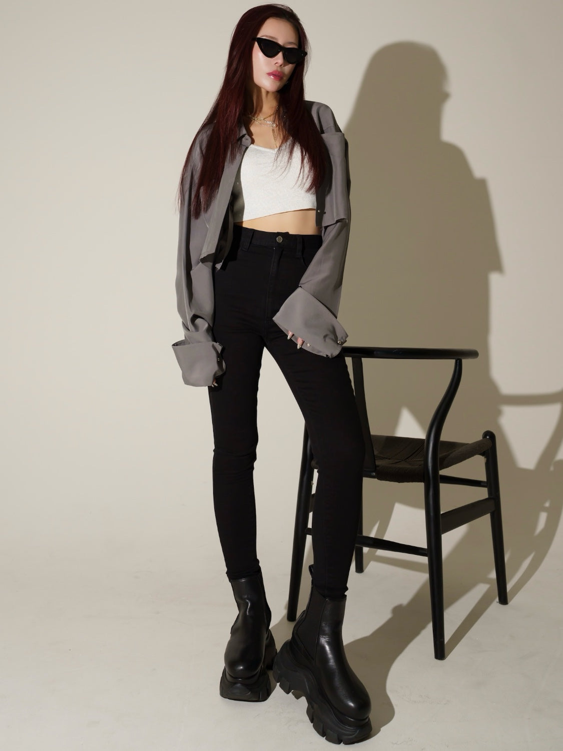 MODEL：159cm<br>
着用サイズ：0