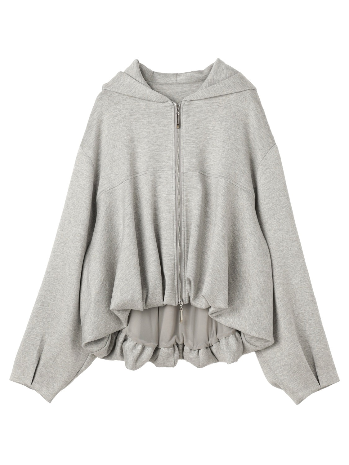グラムリップス♡ FUR フーディー ヘムタック ブルゾン♡グレー ヘムタック フロントZip フーデイー