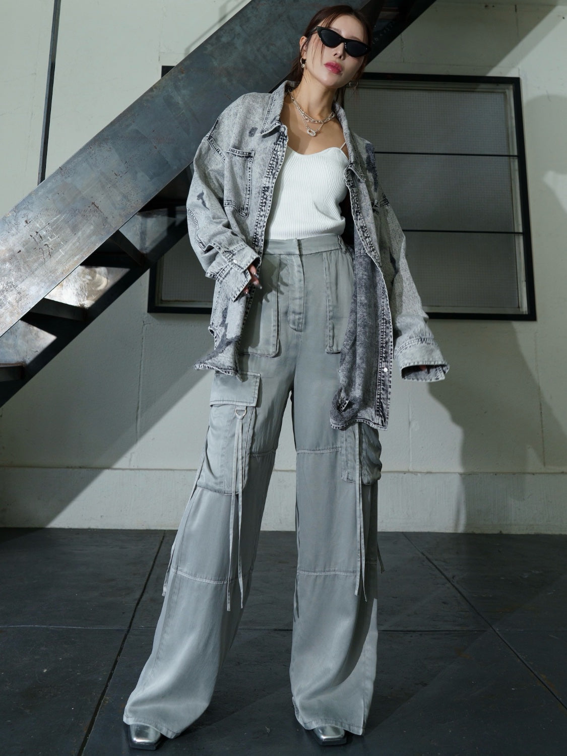 2WAY ダメージ DENIMシャツ