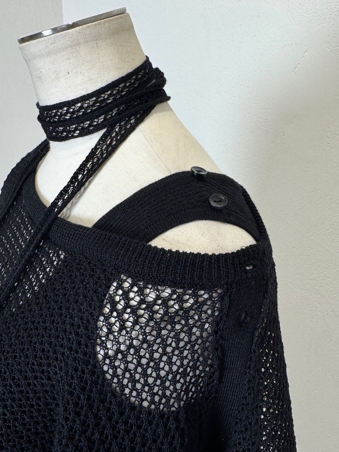 3ピース シアーメッシュ KNIT ポンチョ Set