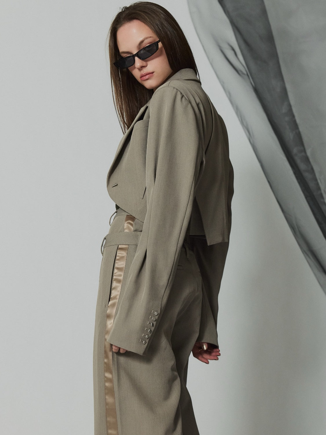 ダブル Waist ライン スラックス