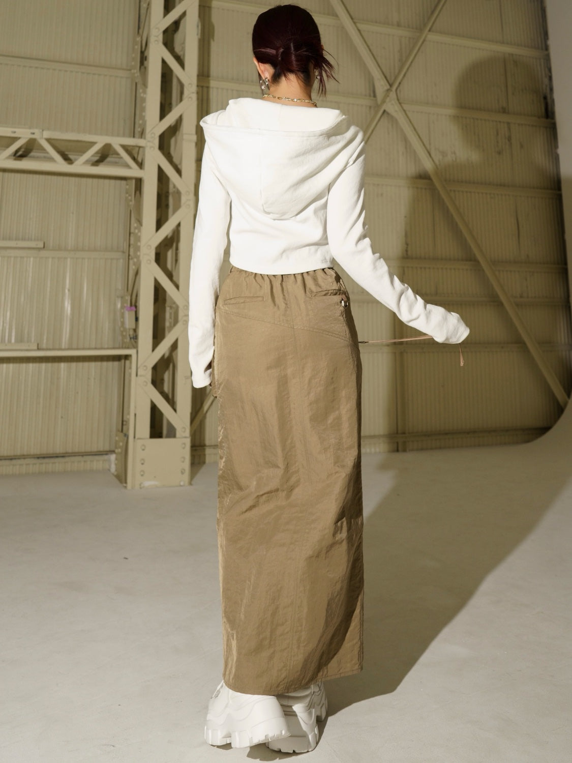 Washed リブ フロントZip フーディー