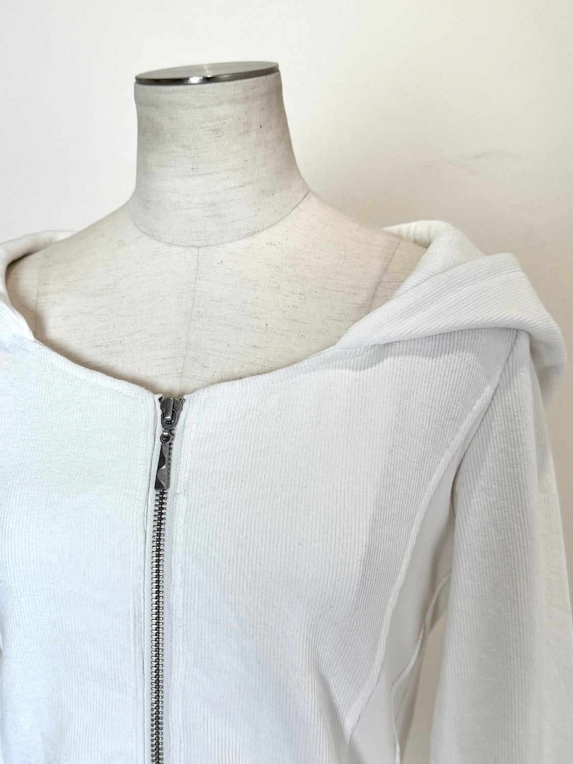 Washed リブ フロントZip フーディー