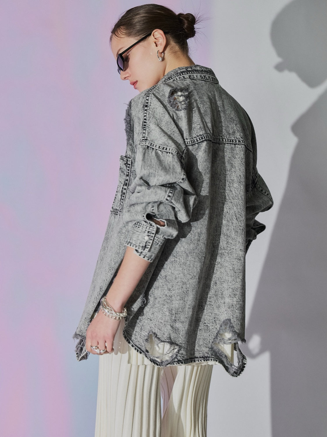 2WAY ダメージ DENIMシャツ