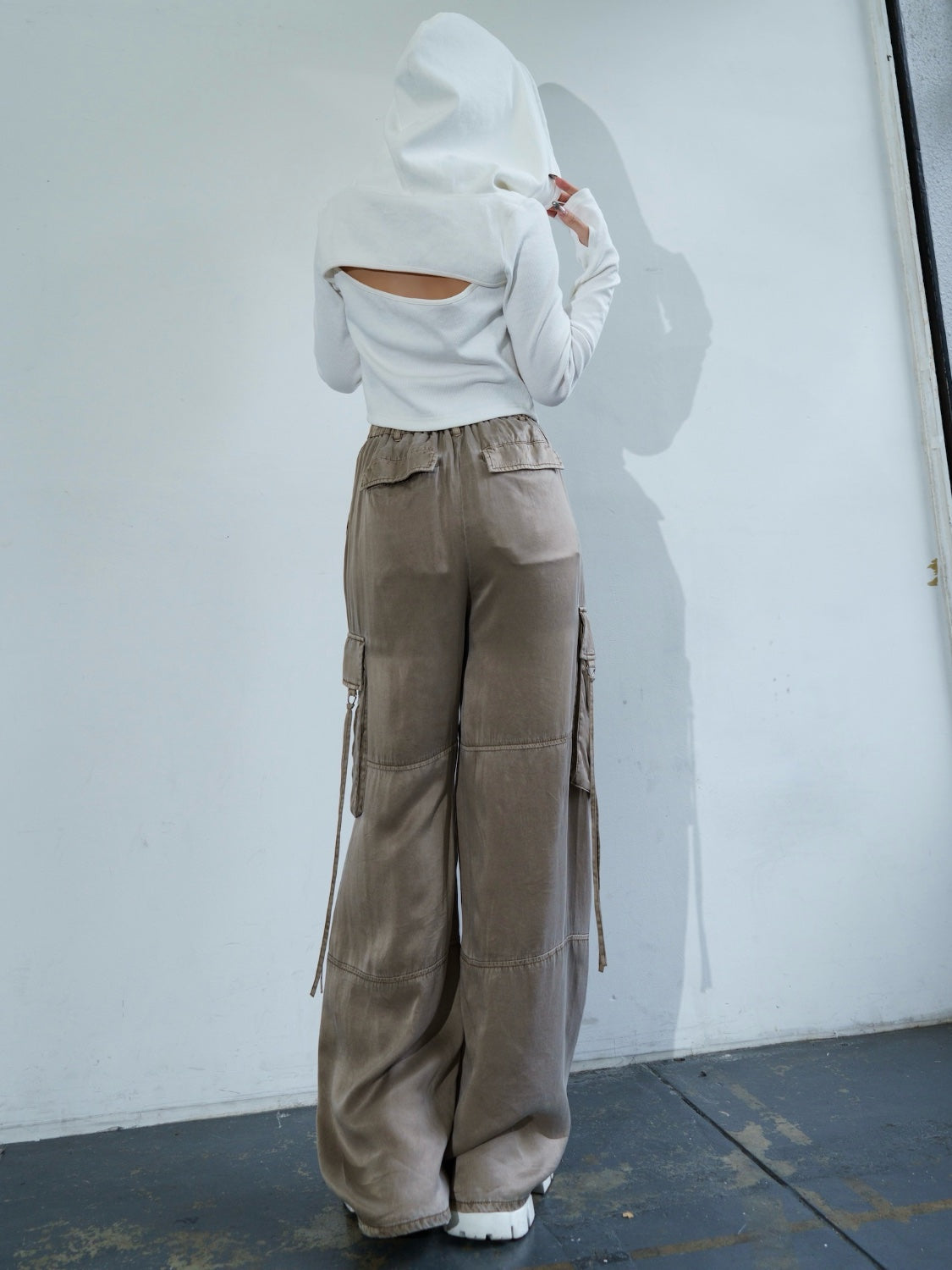 Washed リブ フロントZip フーディー