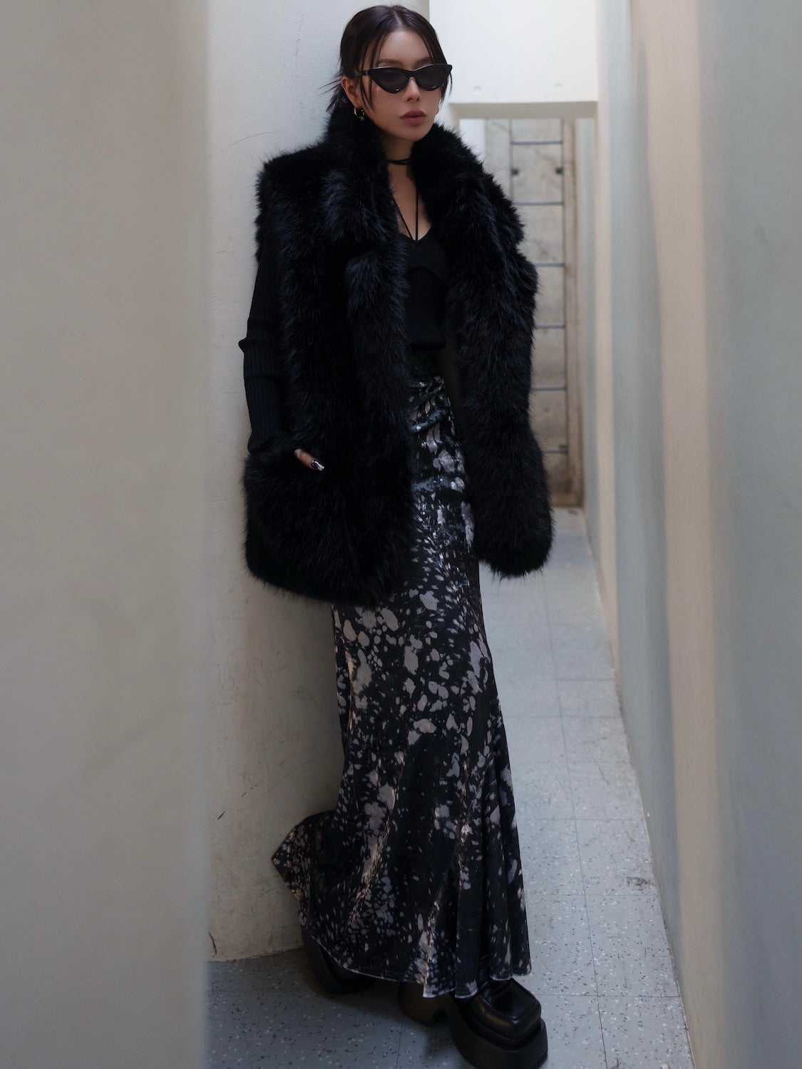 Suede ボンディング Fur ベスト