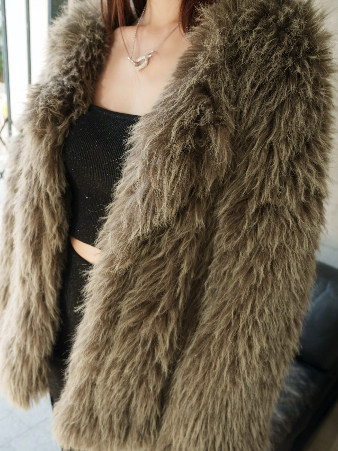 ノーカラー チベット Fur コート
