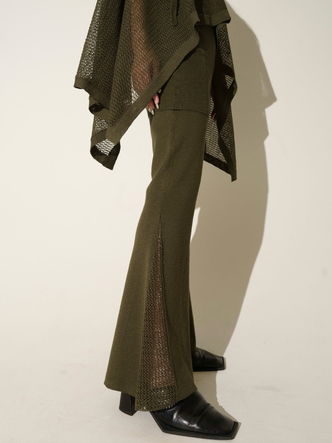 3ピース シアーメッシュ KNIT ポンチョ Set