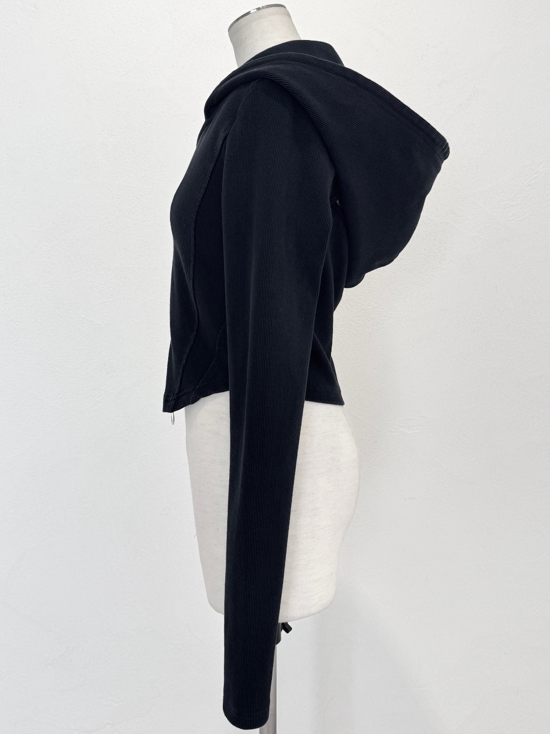 Washed リブ フロントZip フーディー