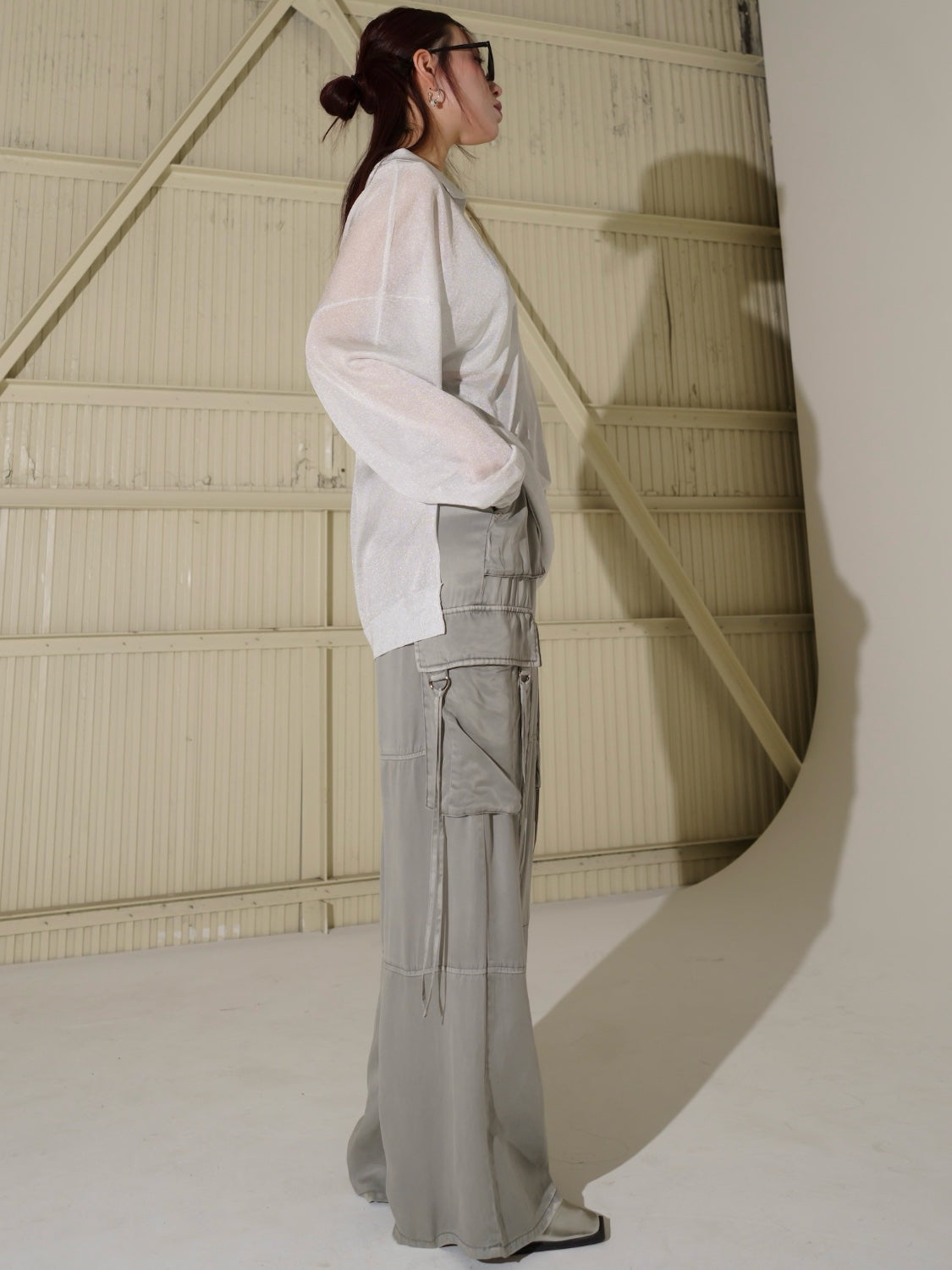 ラメ シアー KNIT スキッパー