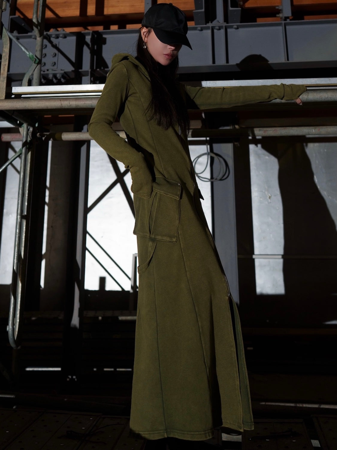 ピグメント Rib フーディー Zipワンピース