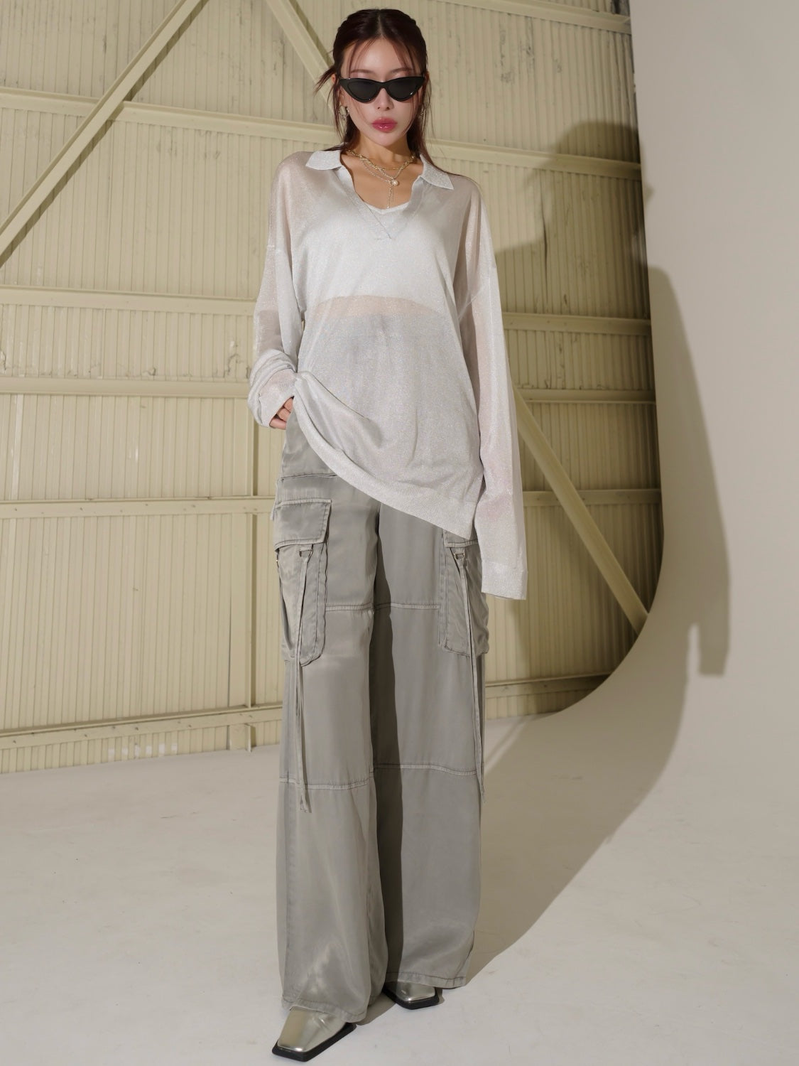 Glam Lips  ニット ラメ シアー KNIT スキッパー