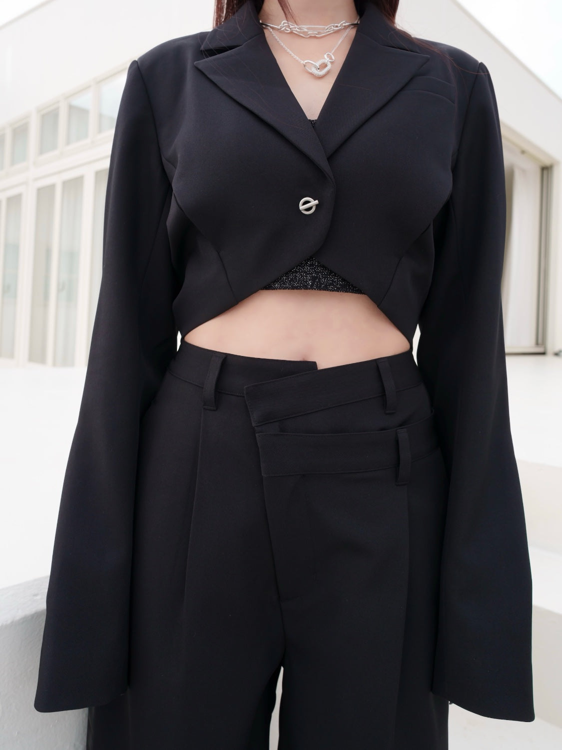 ダブル Waist ライン スラックス