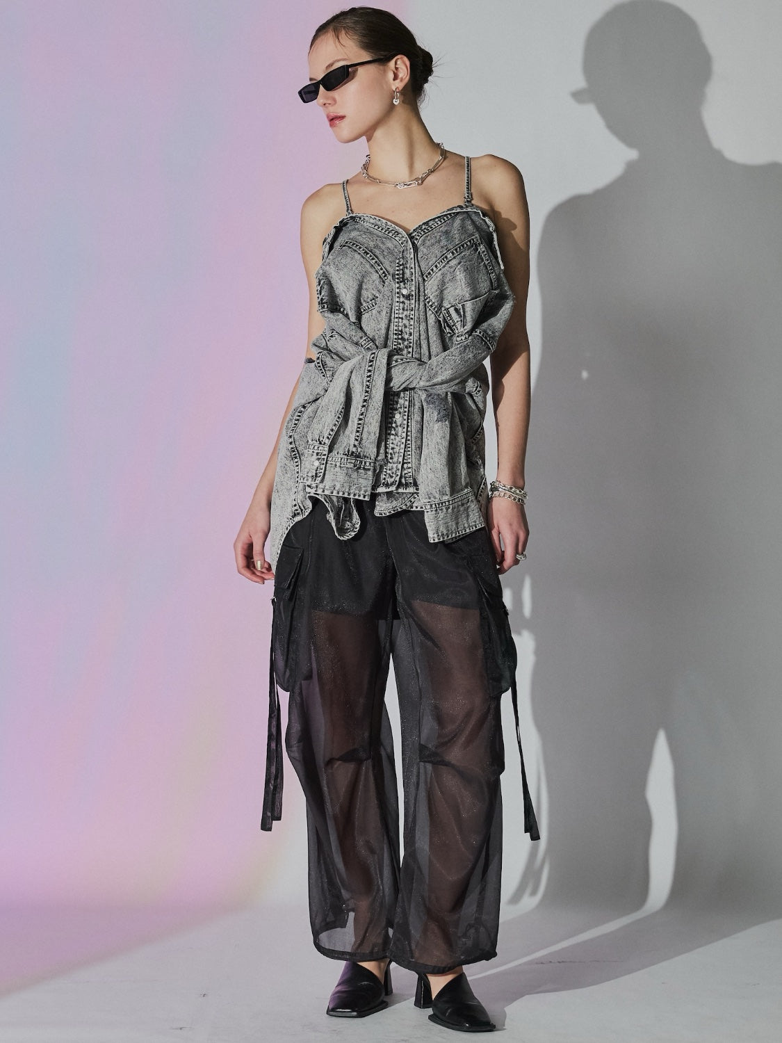 2WAY ダメージ DENIMシャツ
