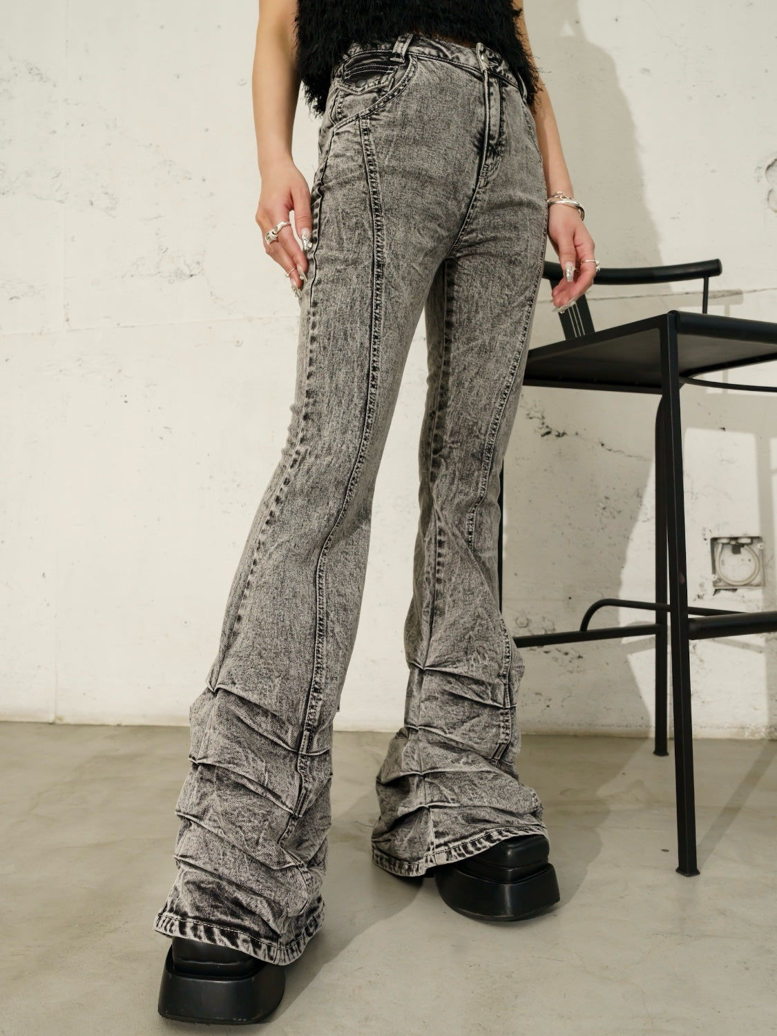 ヘムタック ストレッチ フレア DENIM
