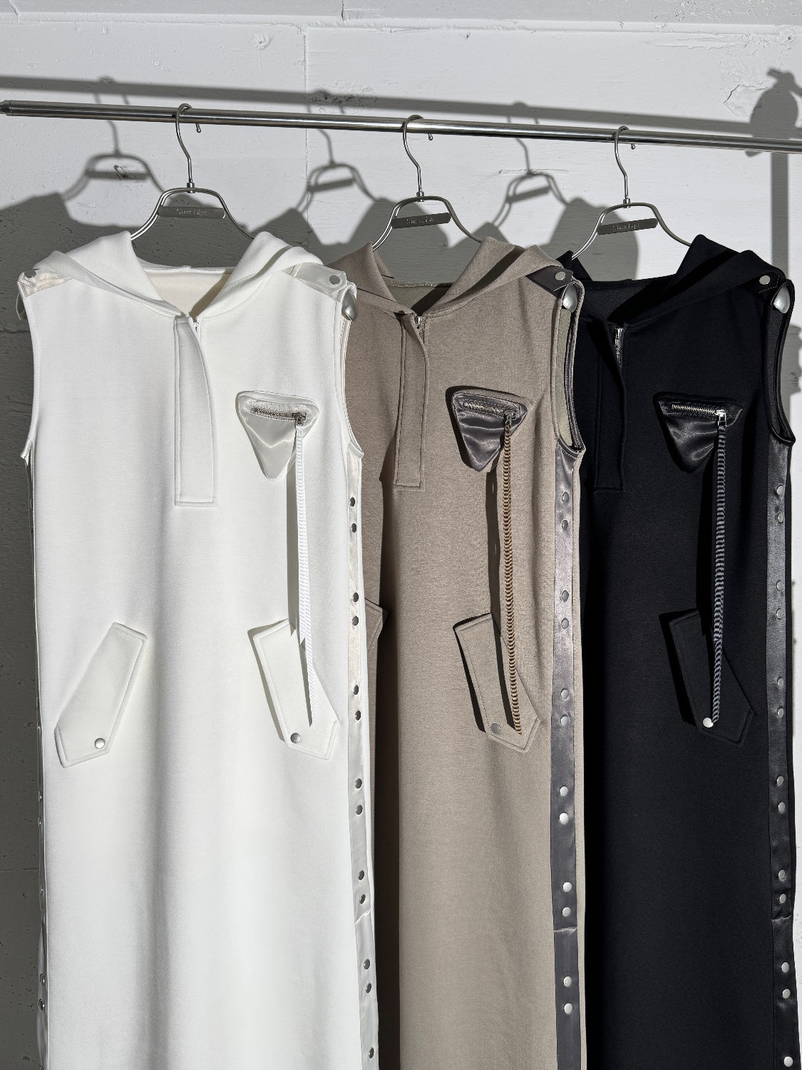 Satin ライン フーディ ーワンピース