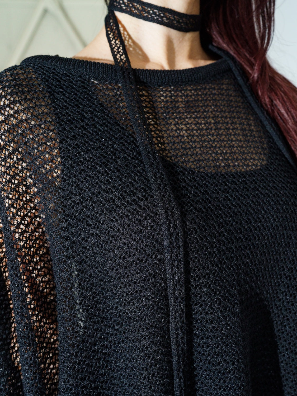 3ピース シアーメッシュ KNIT ポンチョ Set