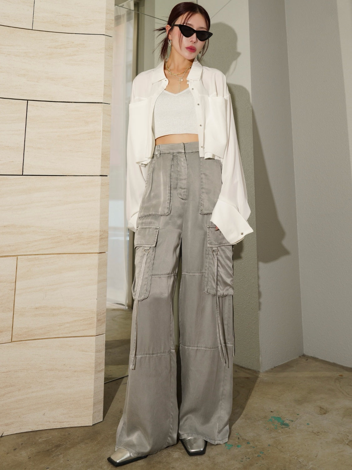 カットオフ Cropped ブラウス