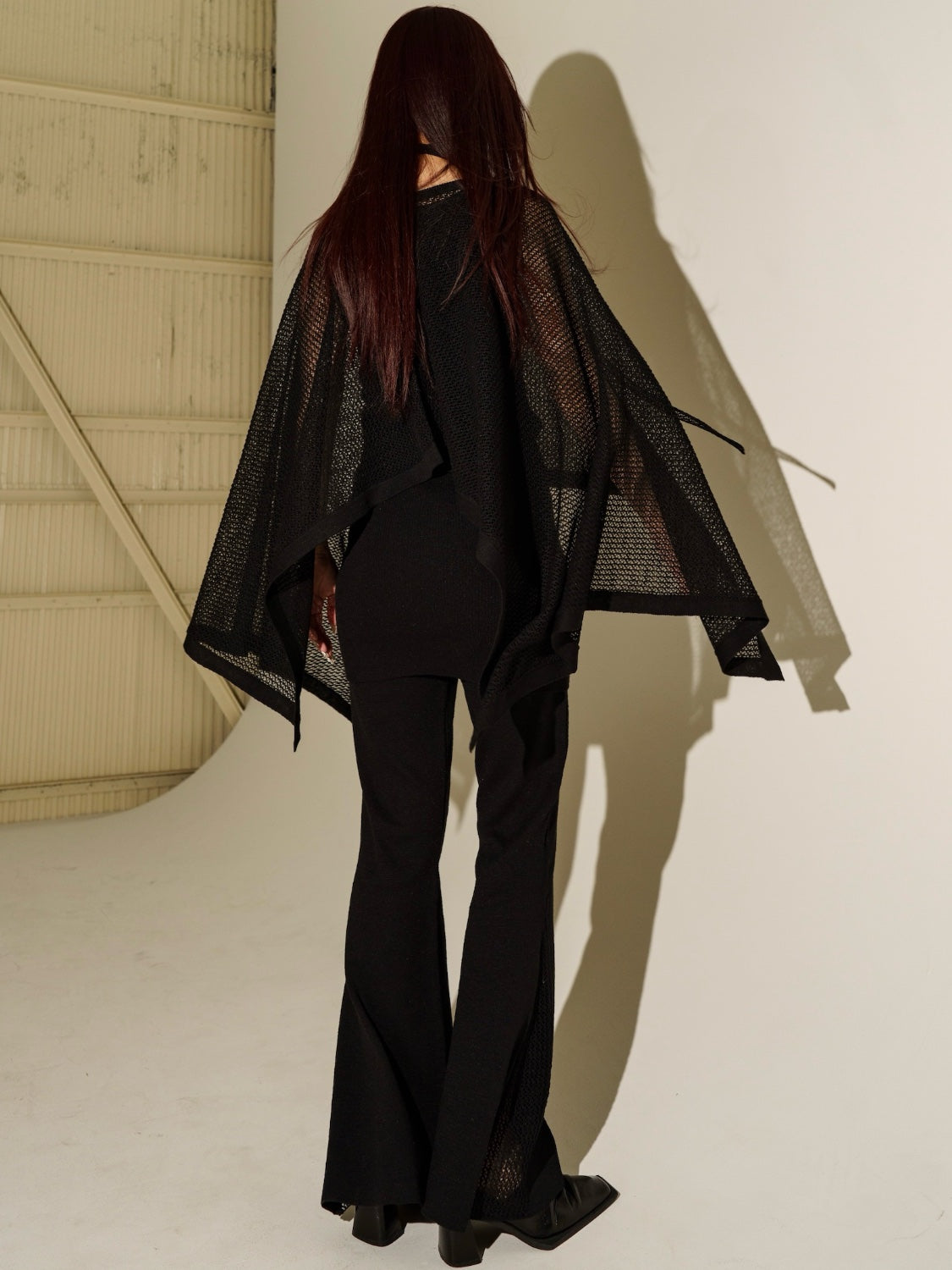 3ピース シアーメッシュ KNIT ポンチョ Set