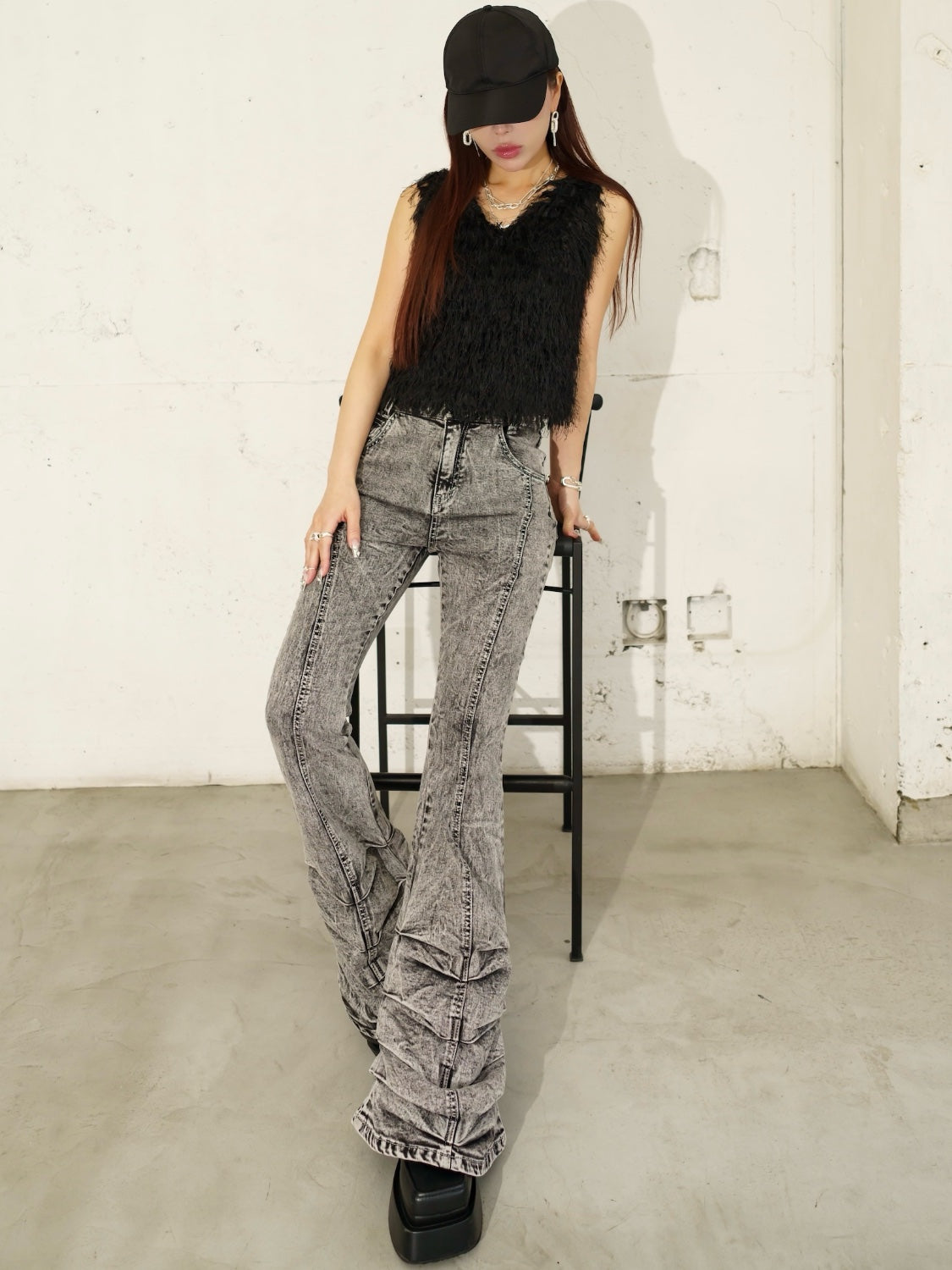 ヘムタック ストレッチ フレア DENIM
