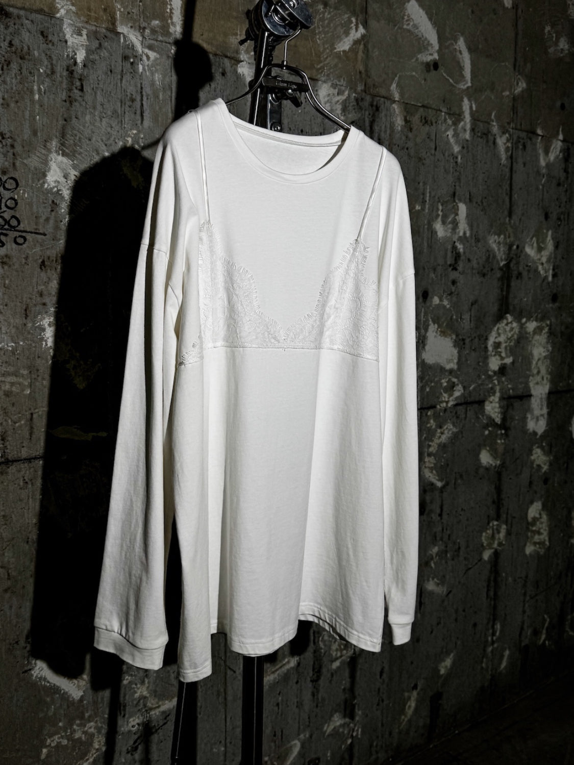 Washed レースビスチェ ロング Tシャツ