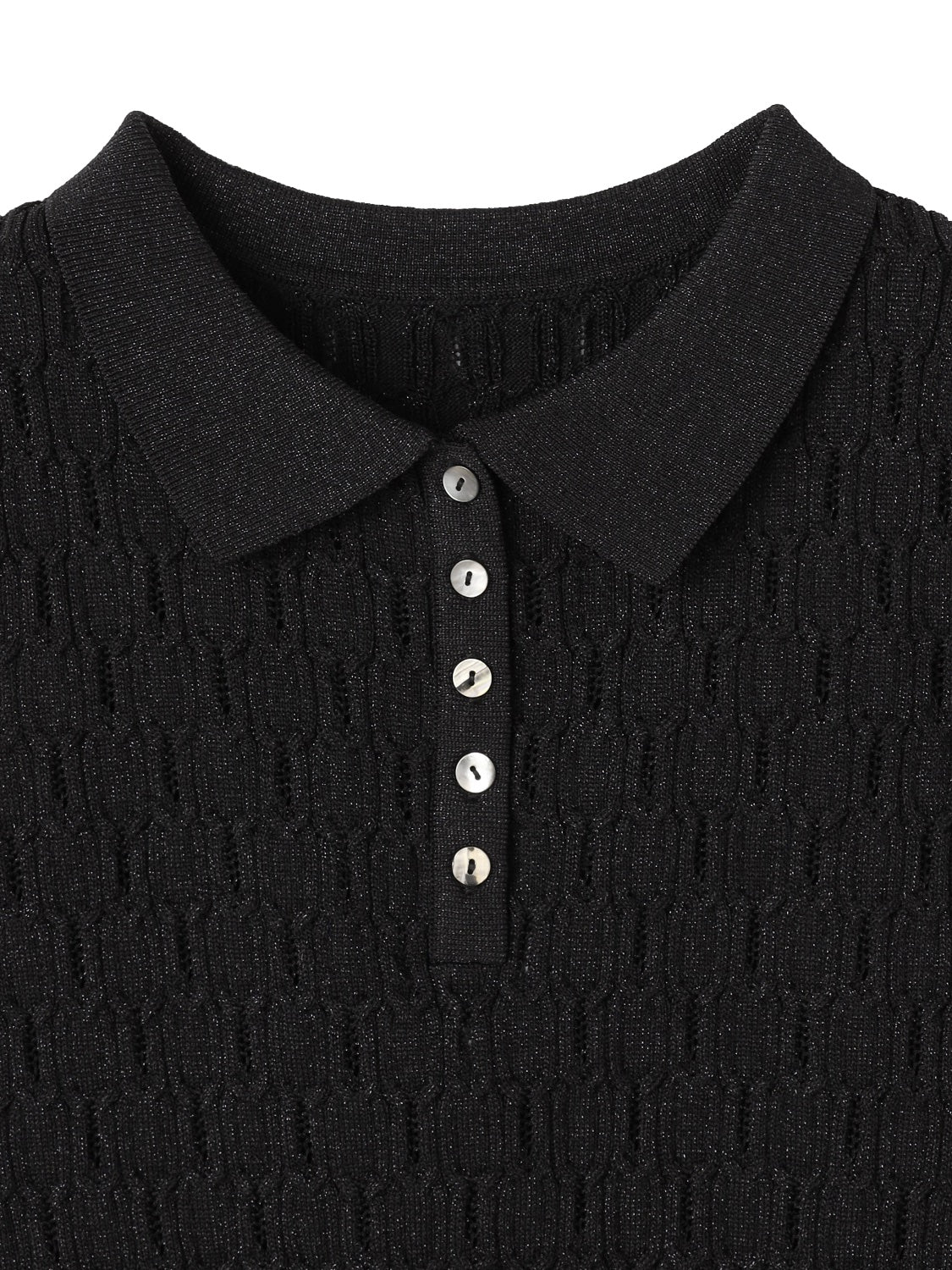 ラメ エンボス KNIT ポロシャツ