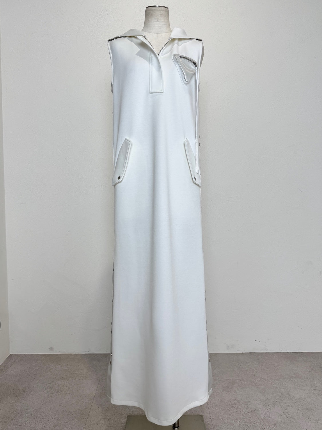 Satin ライン フーディ ーワンピース