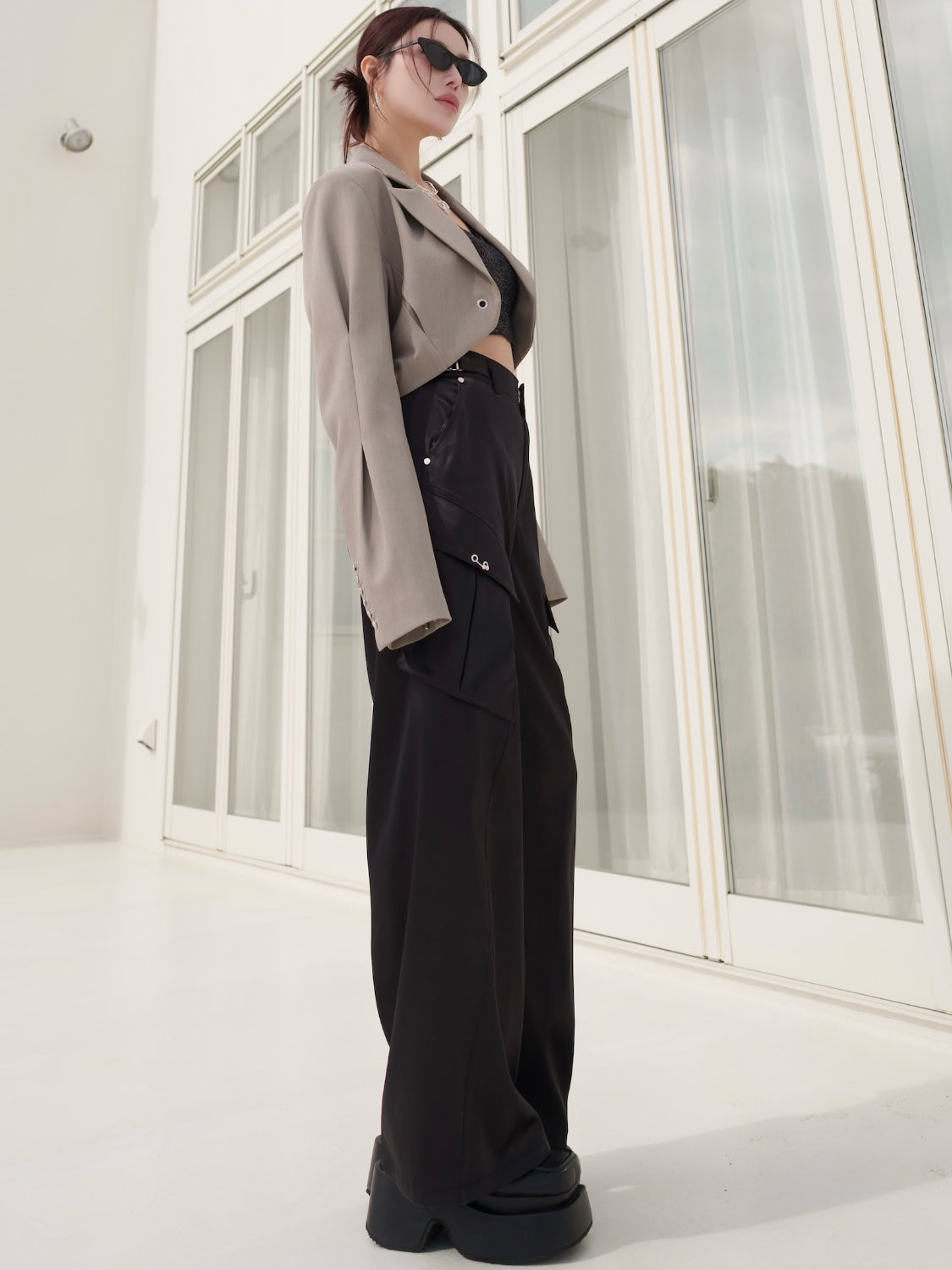 インタック Cropped テーラードジャケット