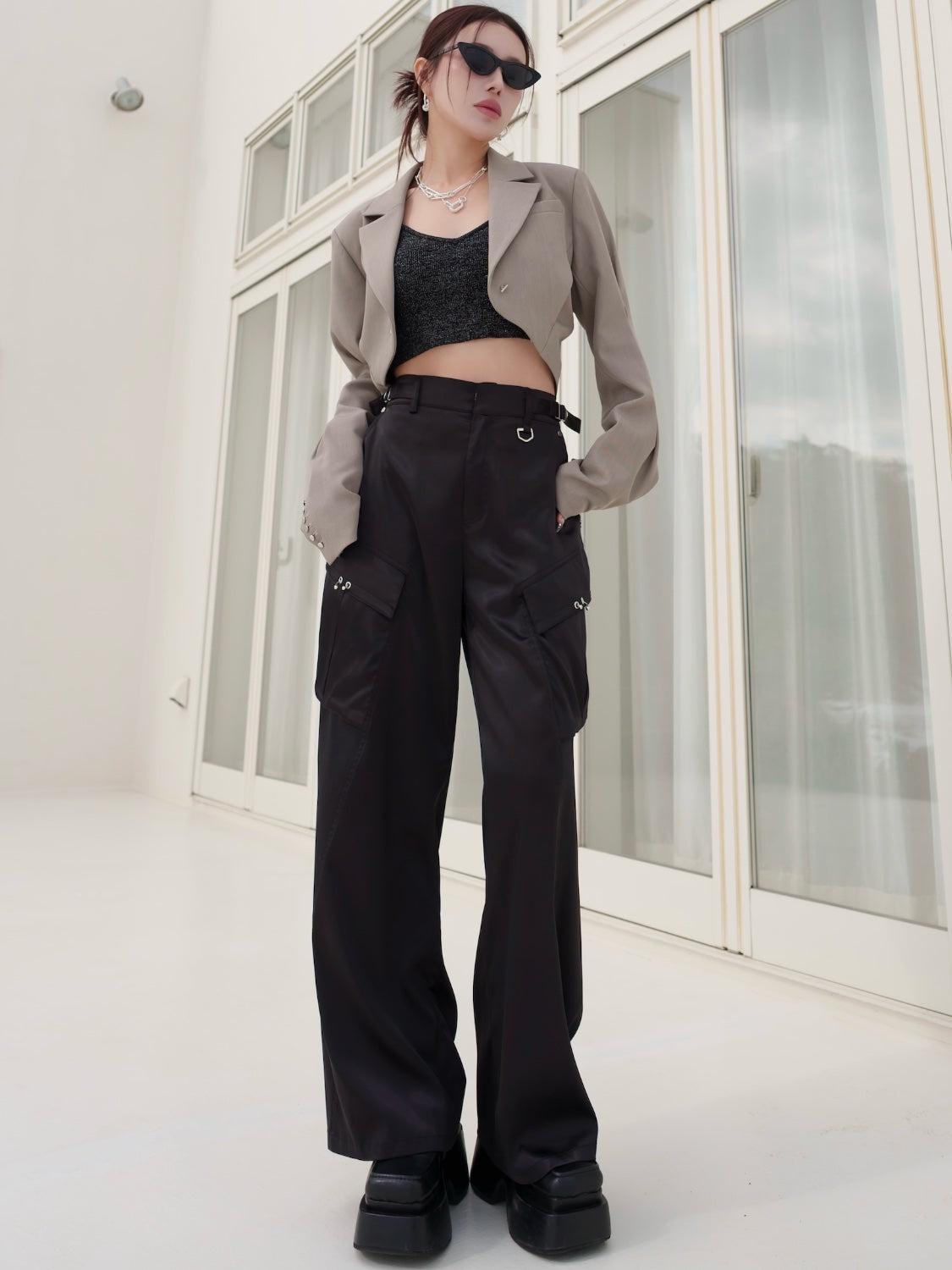 インタック Cropped テーラードジャケット