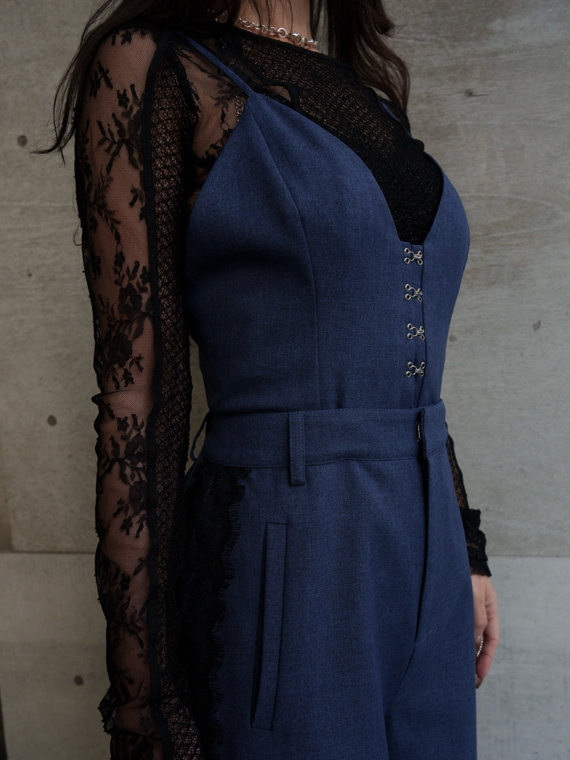 Multi-way レースコンビ ツイル サロペット