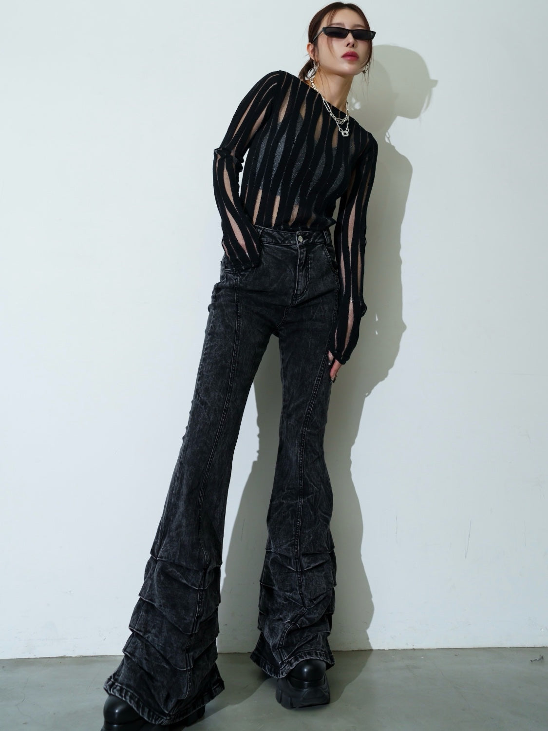 ヘムタック ストレッチ フレア DENIM
