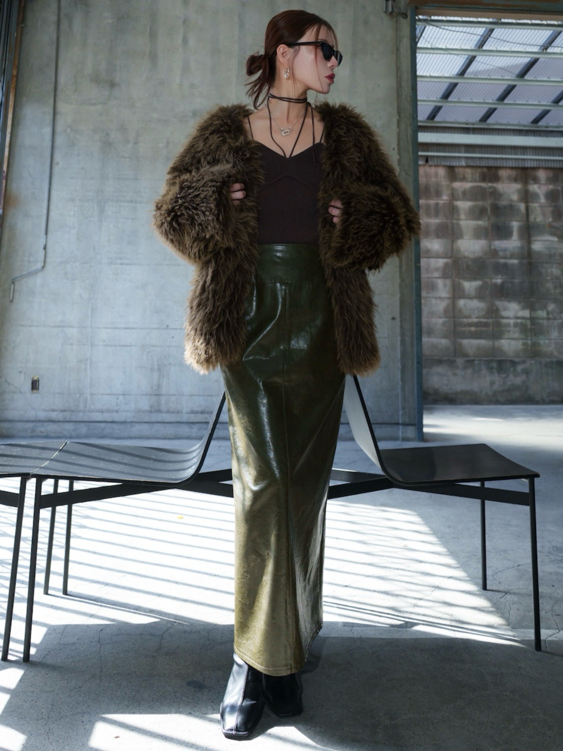ノーカラー チベット Fur コート