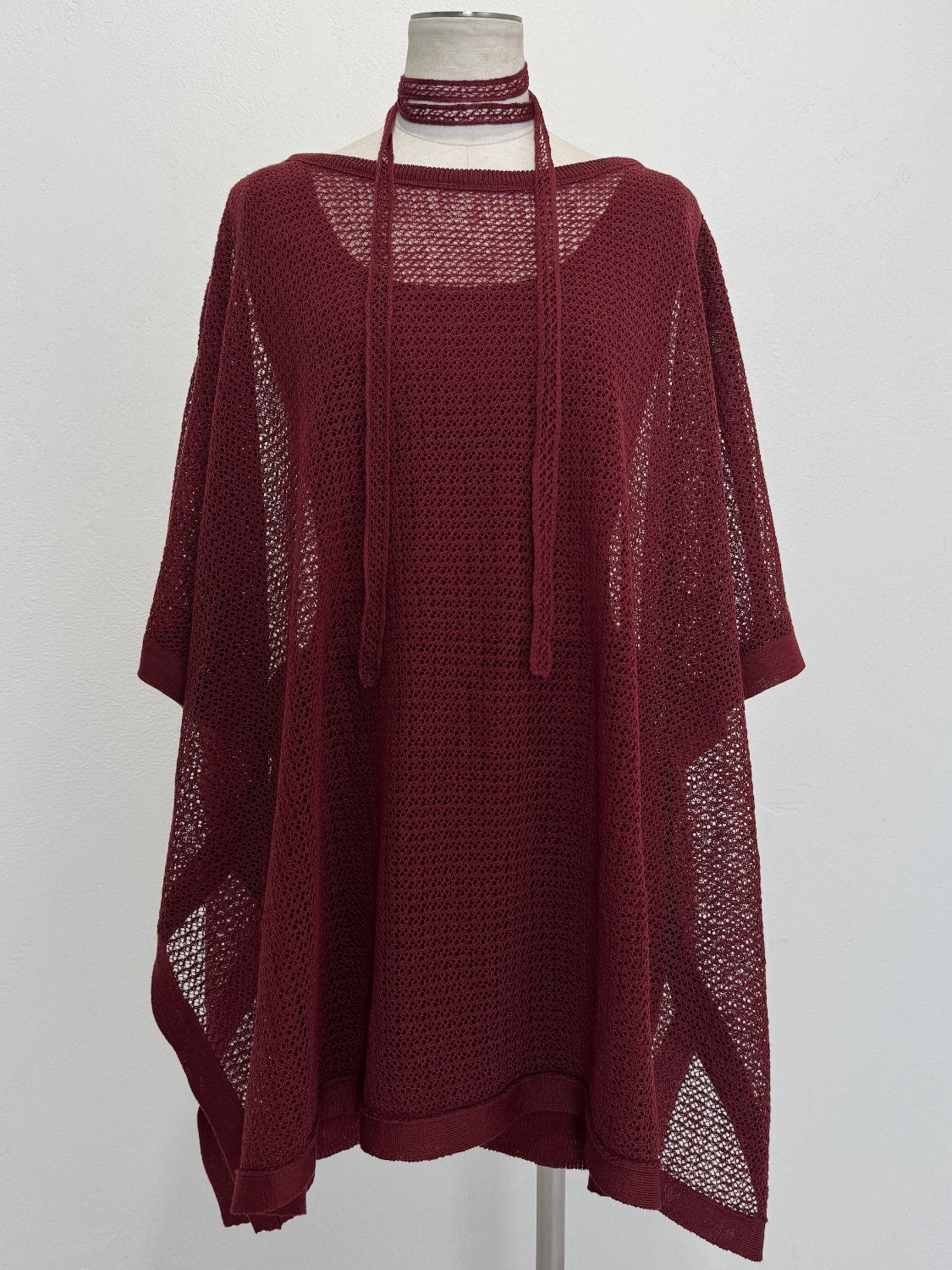 3ピース シアーメッシュ KNIT ポンチョ Set