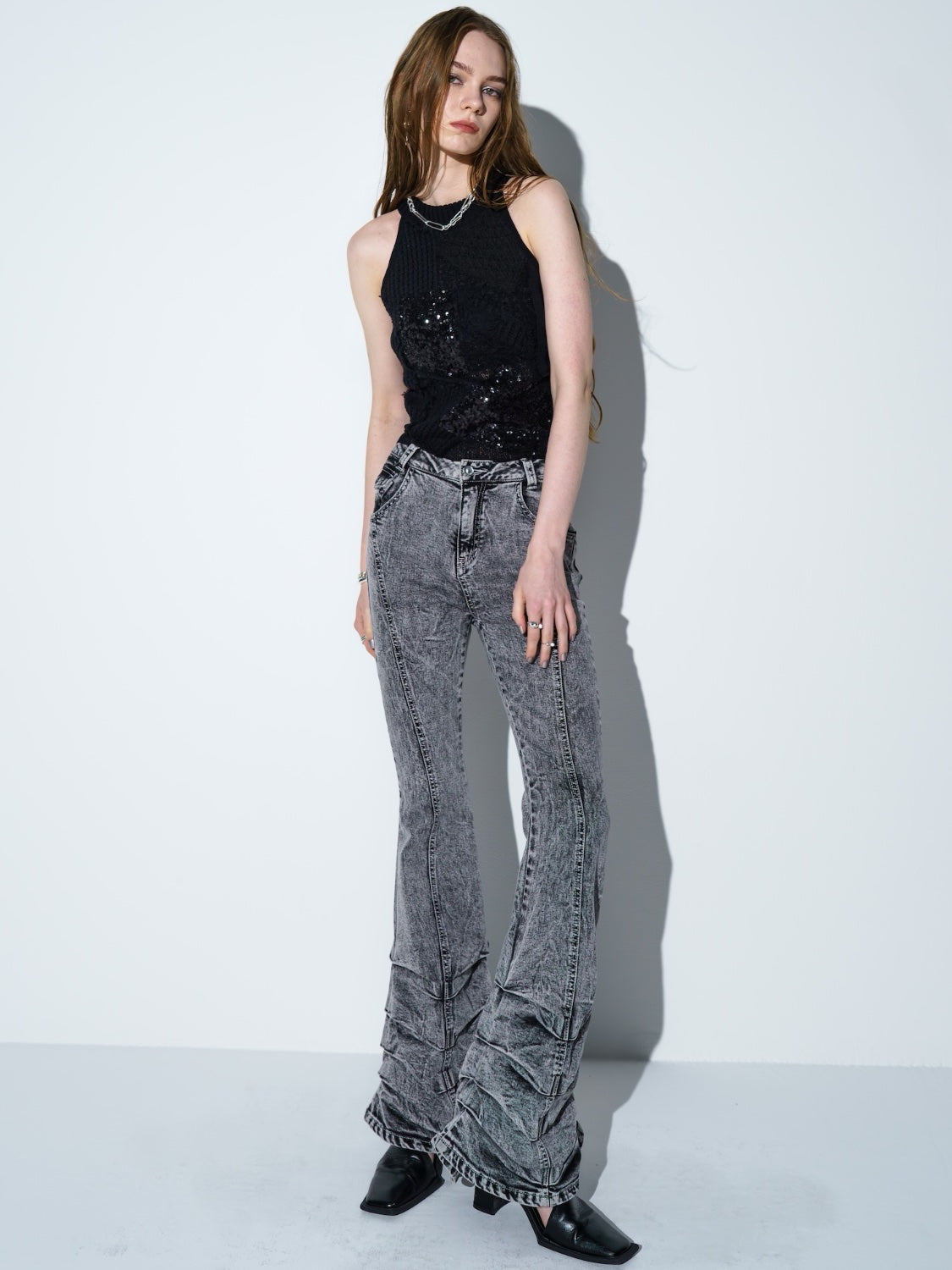 ヘムタック ストレッチ フレア DENIM