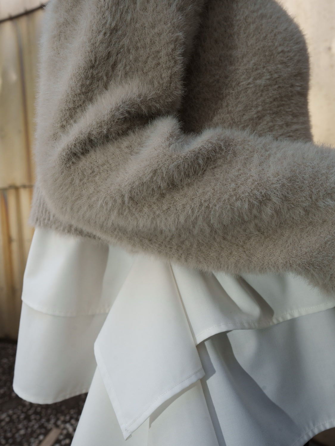 KNIT ドッキング フリルレイヤー ブラウス