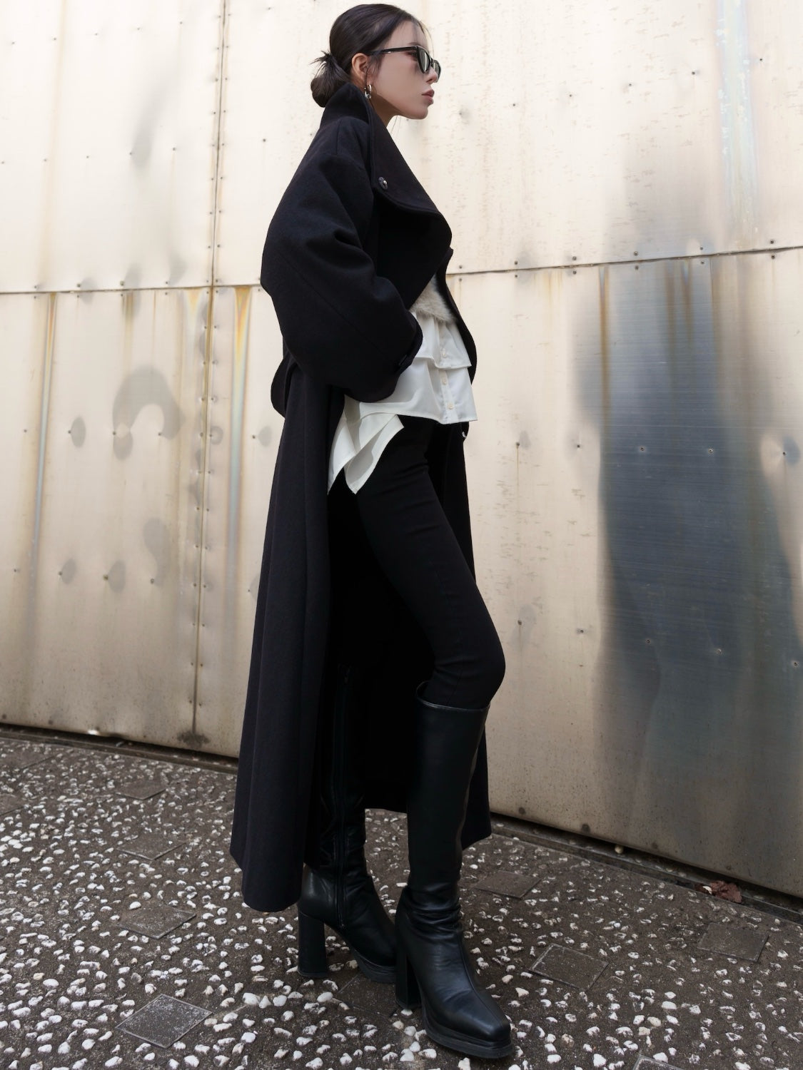 KNIT ドッキング フリルレイヤー ブラウス