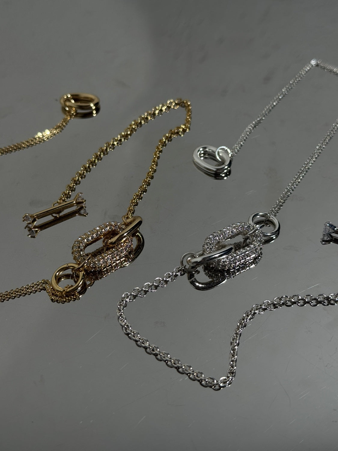 Oval Link レイヤード チェーンネックレス