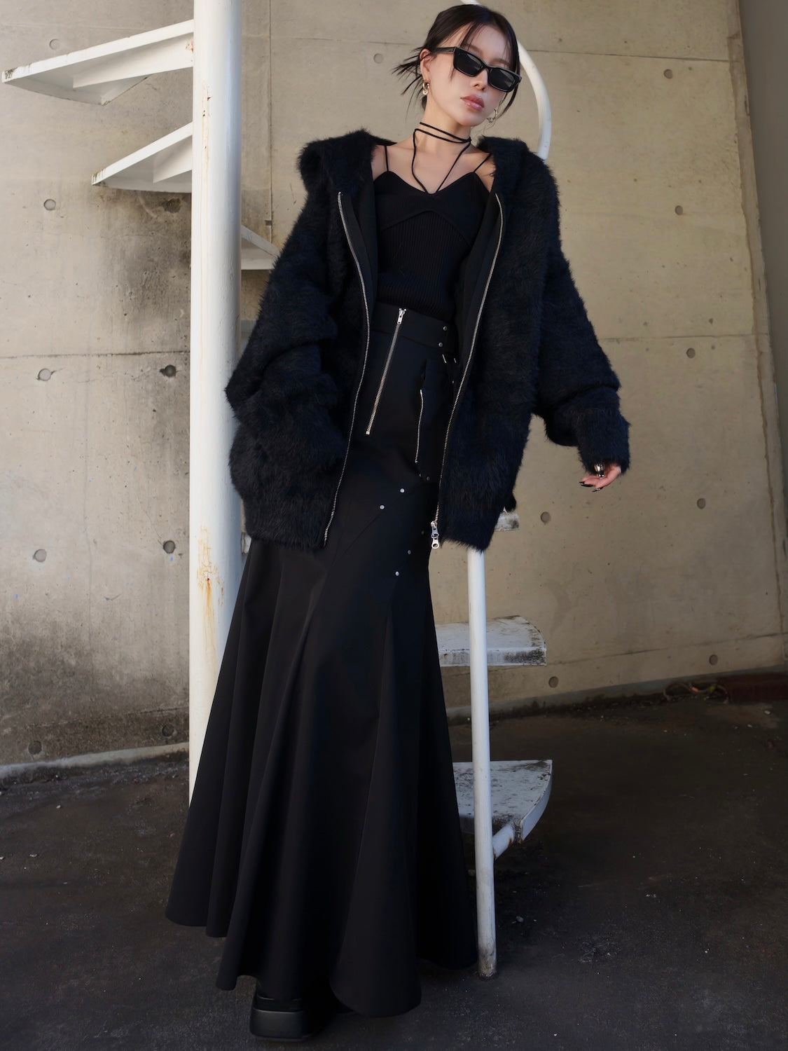 [UNISEX] Shaggy ボンディング KNIT Zip フーディー