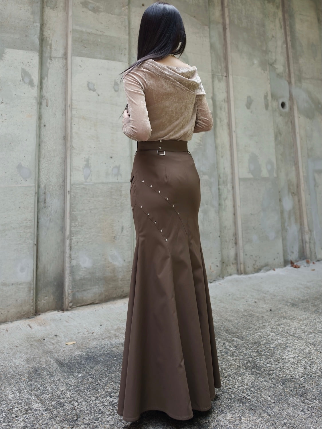 アシンメトリー Sheer ベロアトップス