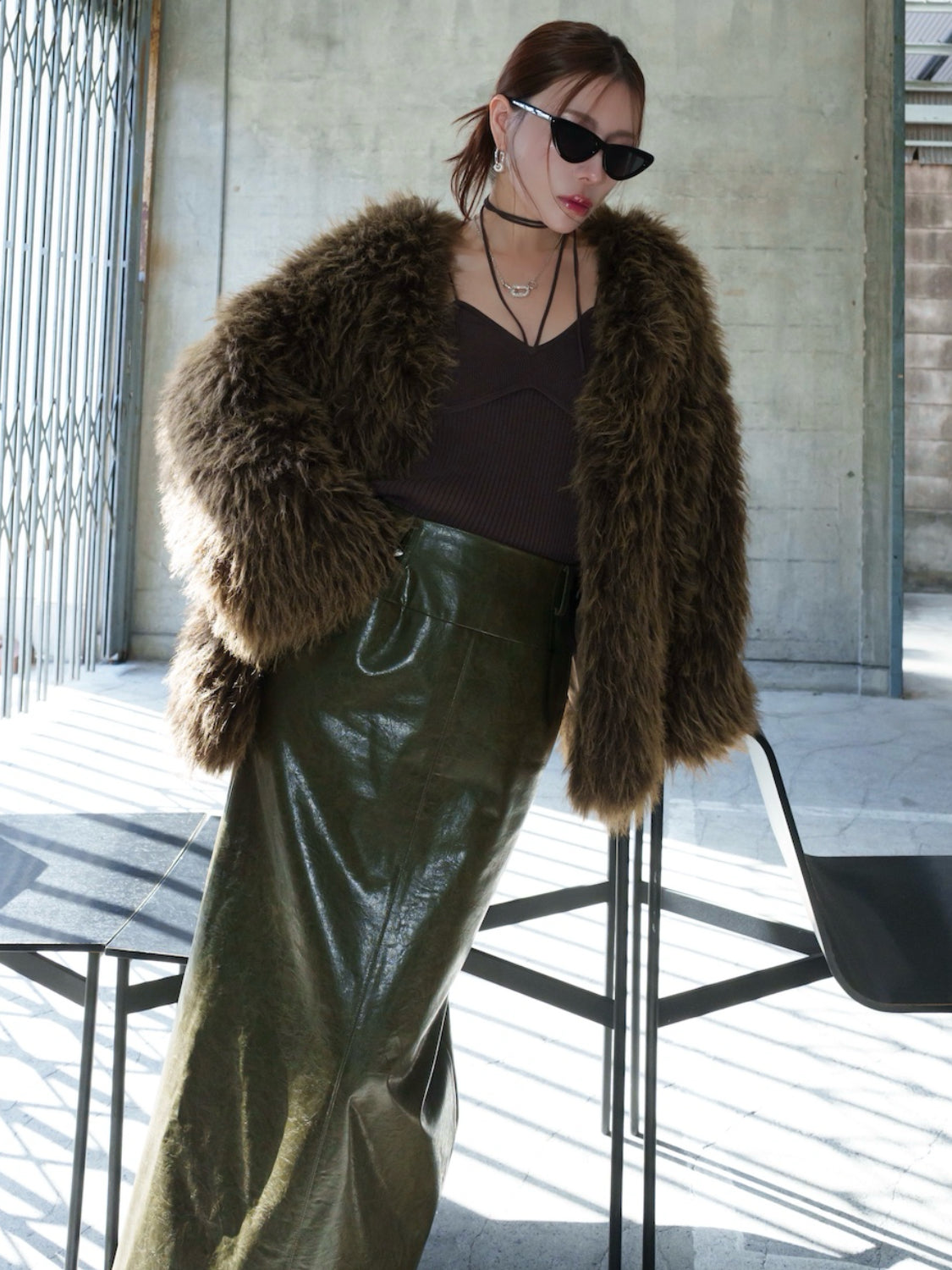 ノーカラー チベット Fur コート