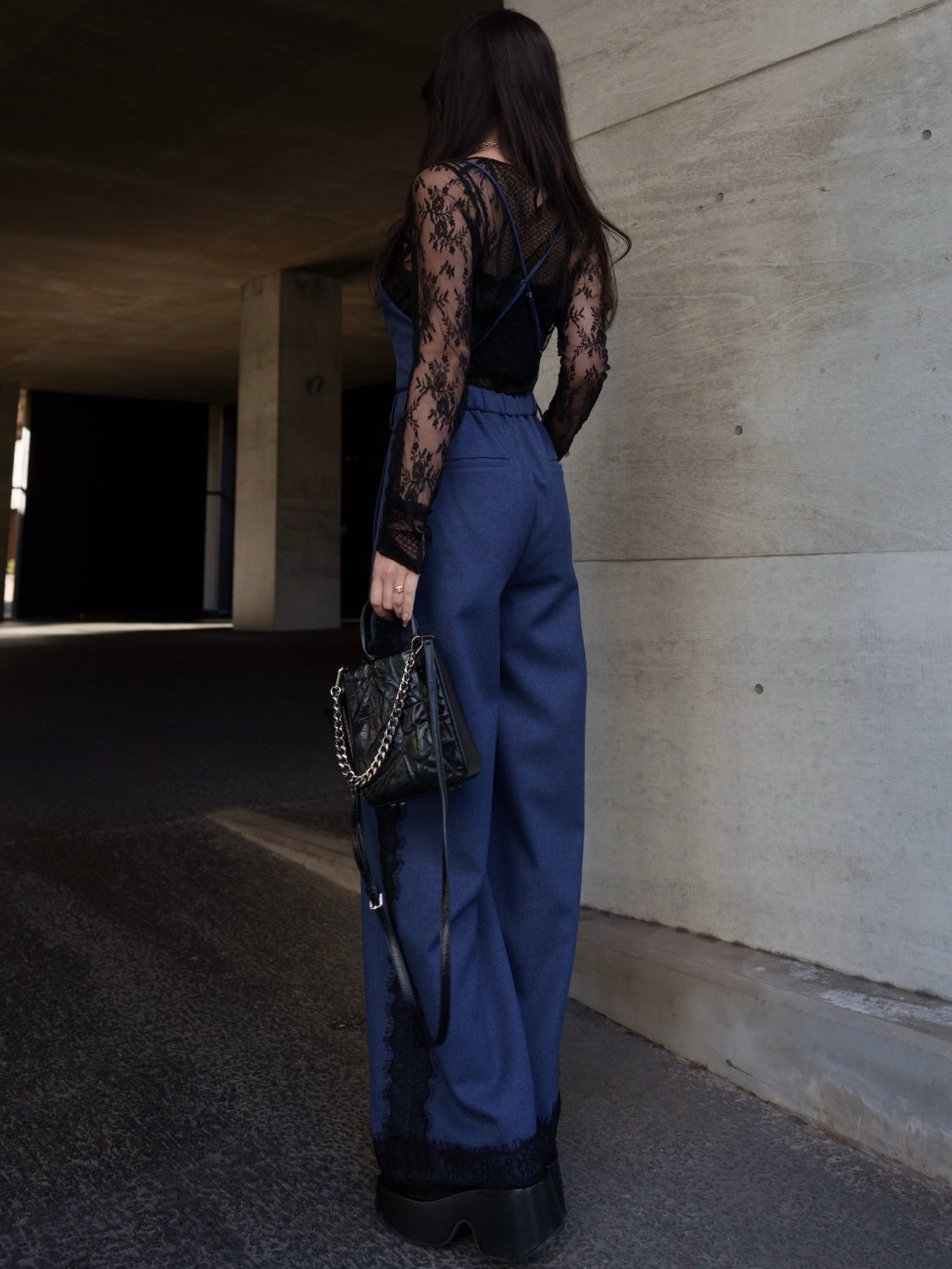 Multi-way レースコンビ ツイル サロペット