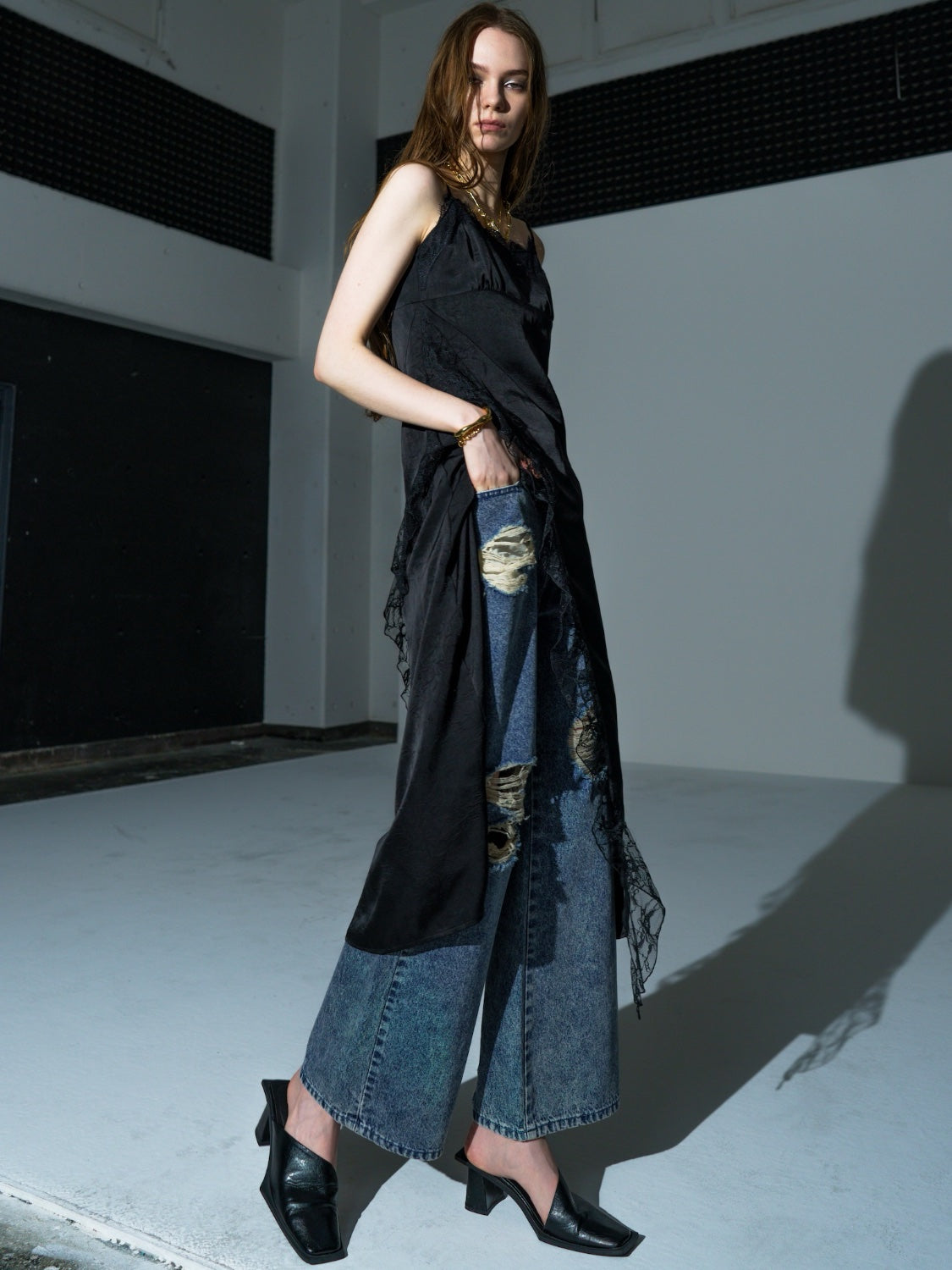 ダメージ ワイド DENIM