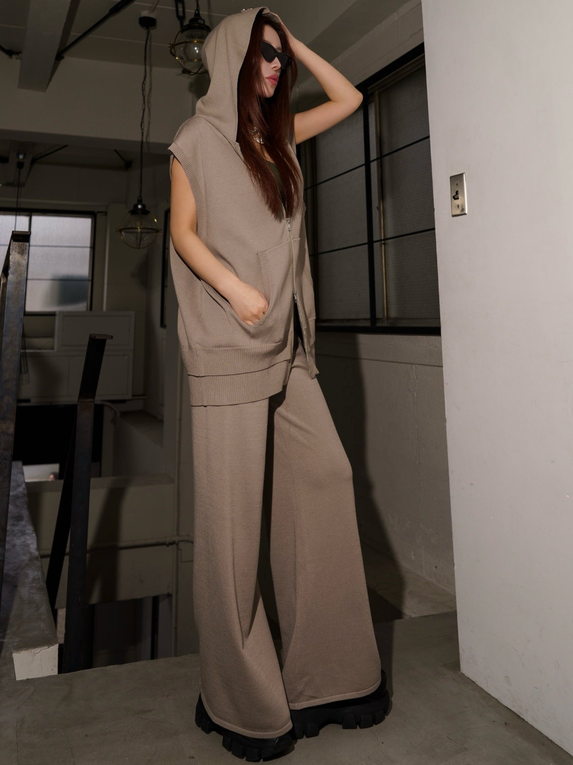 レイヤーライク フーディー KNIT セットアップ