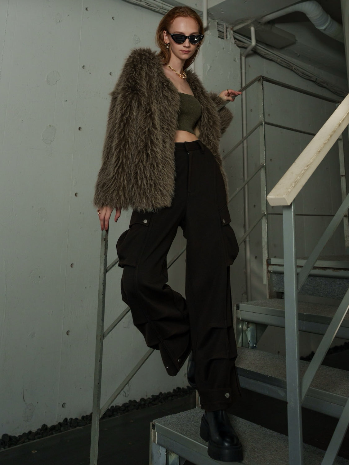 ノーカラー チベット Fur コート