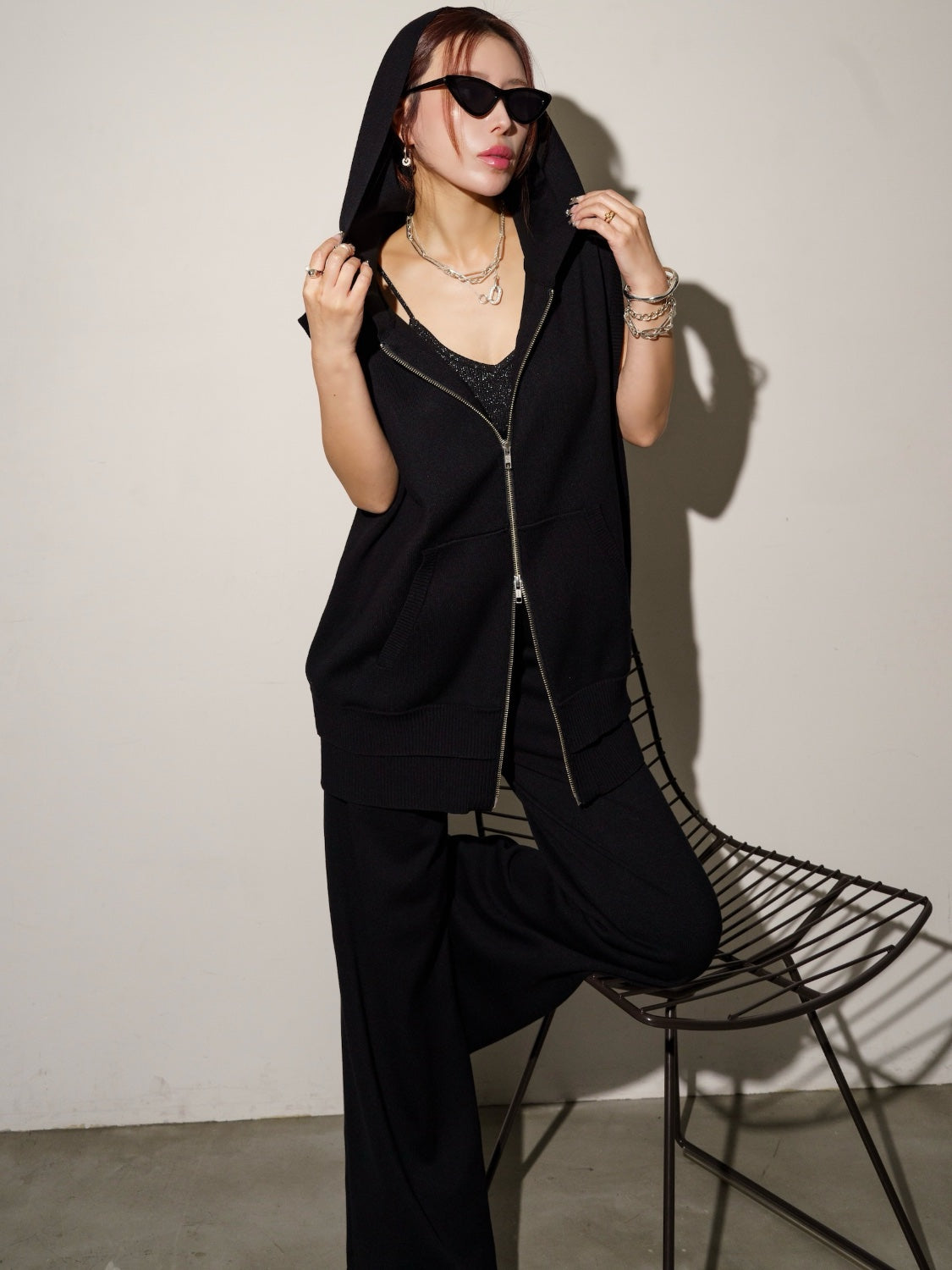 レイヤーライク フーディー KNIT セットアップ