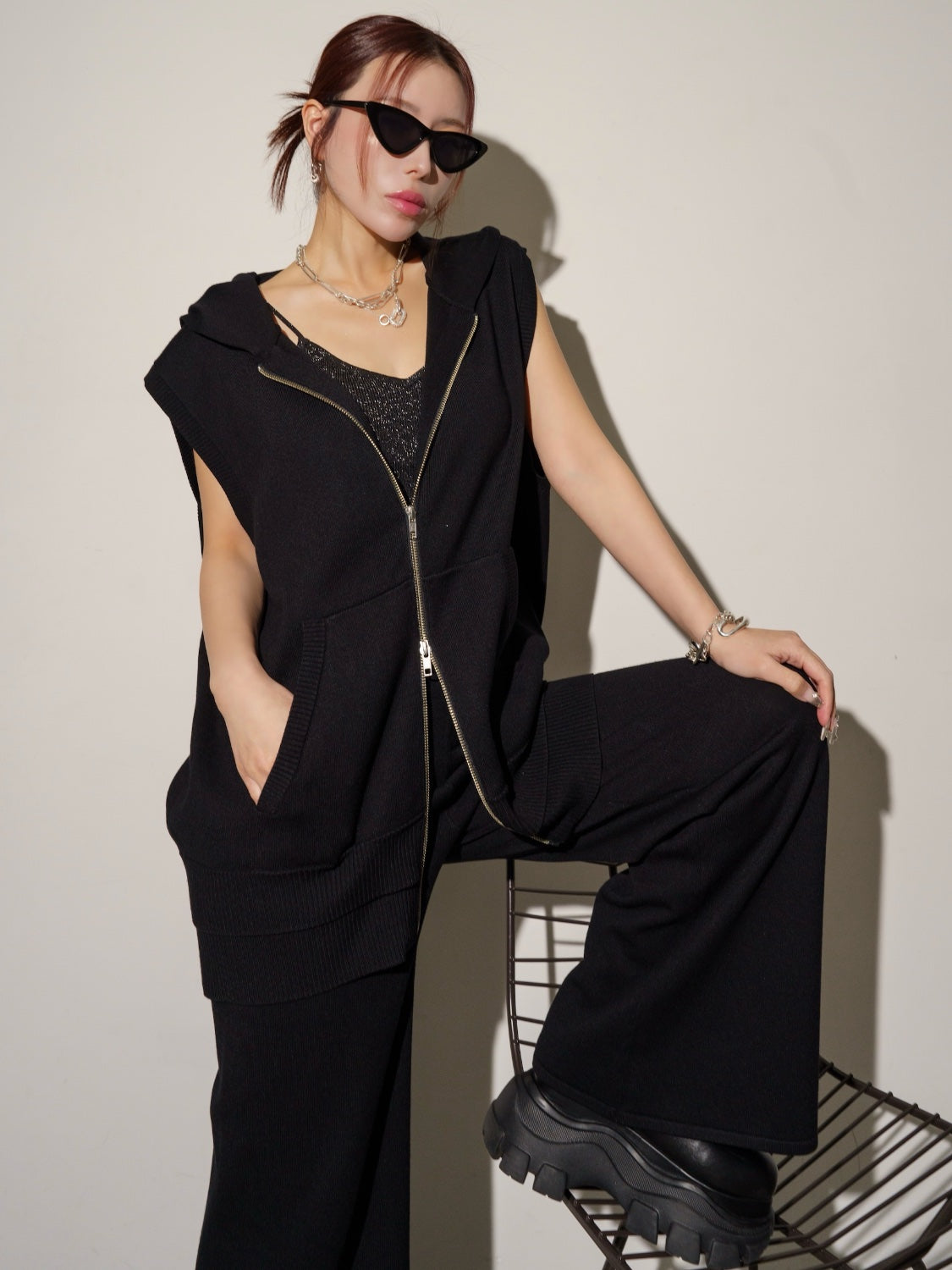 レイヤーライク フーディー KNIT セットアップ